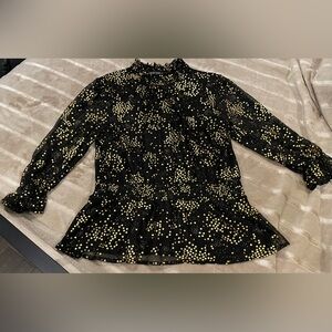 Adrienne Vittadini black and gold blouse